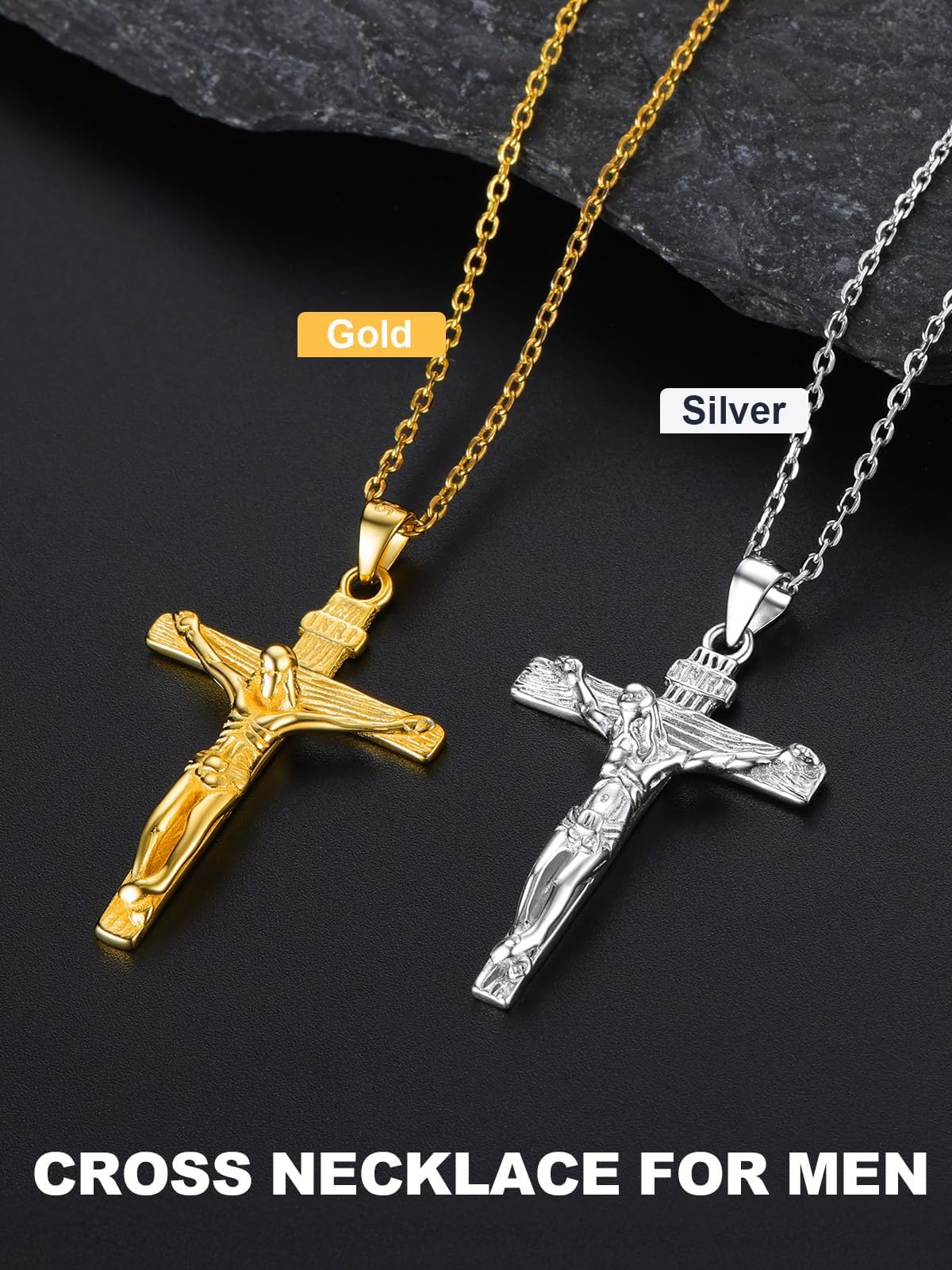 U7 Sterling Silver Crucifix Cross Necklace 18K Gold Plated Crucifix Necklace Cross Pendant for Women Men