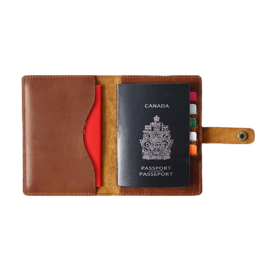 Passport Holder Cover Case Crazy Horse Leather Waterproof Travel Wallet Business Credit Card Vaccine Combo with Slot Accessories Documents Vintage Organizer Protector for Women Men Brown