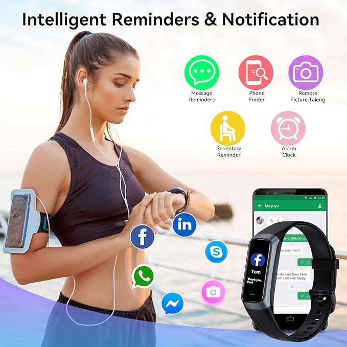 Fitness Tracker,Step Tracker,Activity Trackers with 24/7 Heart Rate,Blood Oxygen Blood Pressure Sleep Monitor,5 ATM Waterproof,Step Calorie Counter Pedometer Health Smart Watch for Women Men