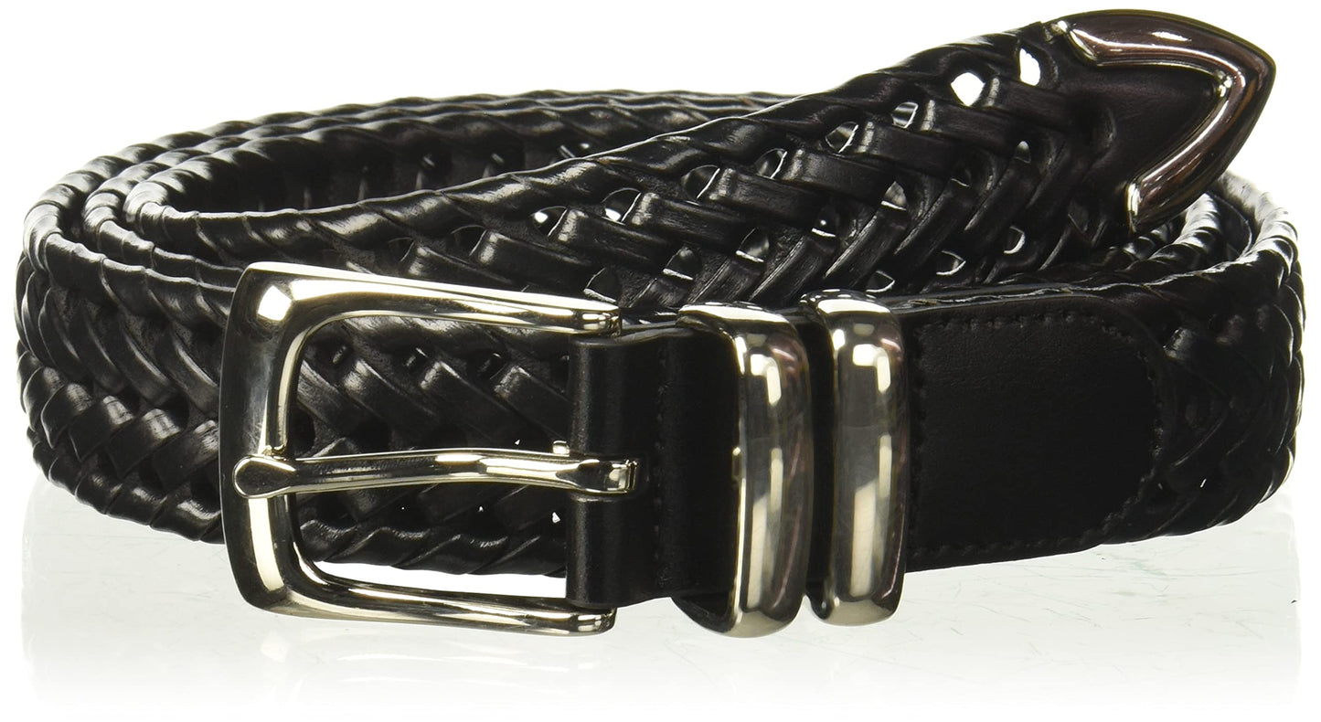 Perry Ellis Men's Portfolio Braided Leather Belt, Black, 40
