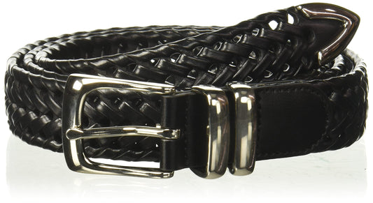 Perry Ellis Men's Portfolio Braided Leather Belt, Black, 40