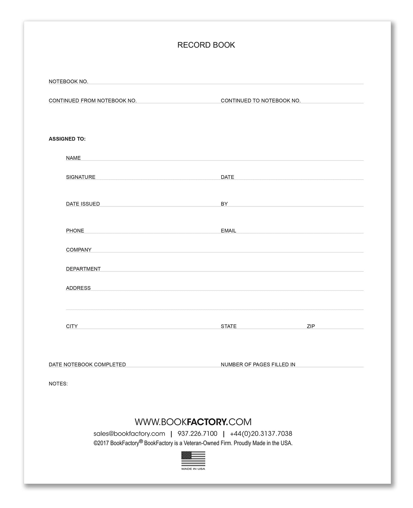 BookFactory Red Record Book/Record Notebook - 312 Pages 8'' x 10'' Red Cover Section Sewn Hardbound (Made in USA)