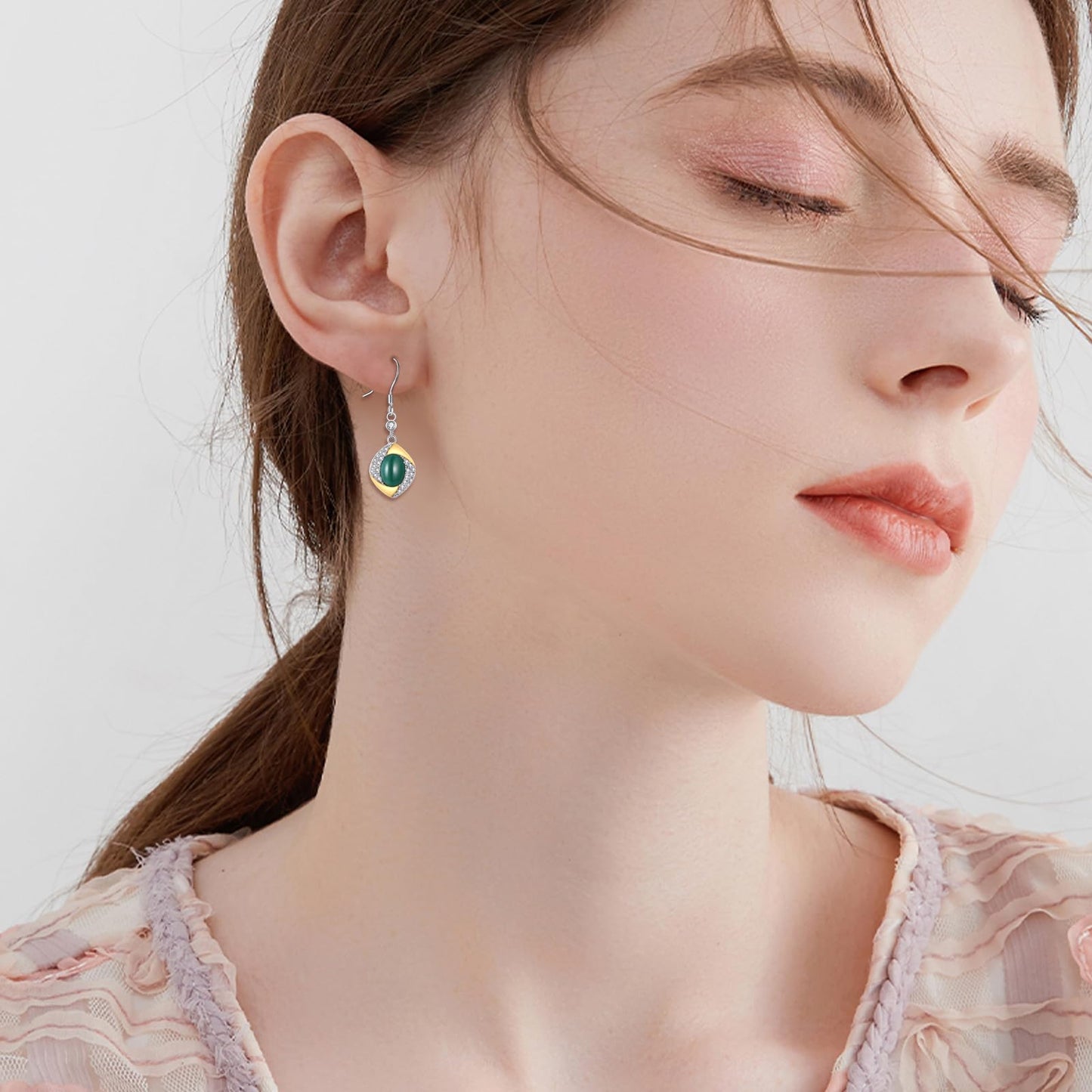 Jade Drop Dangle Earrings 925 Sterling Silver Jewelry Gifts for Women