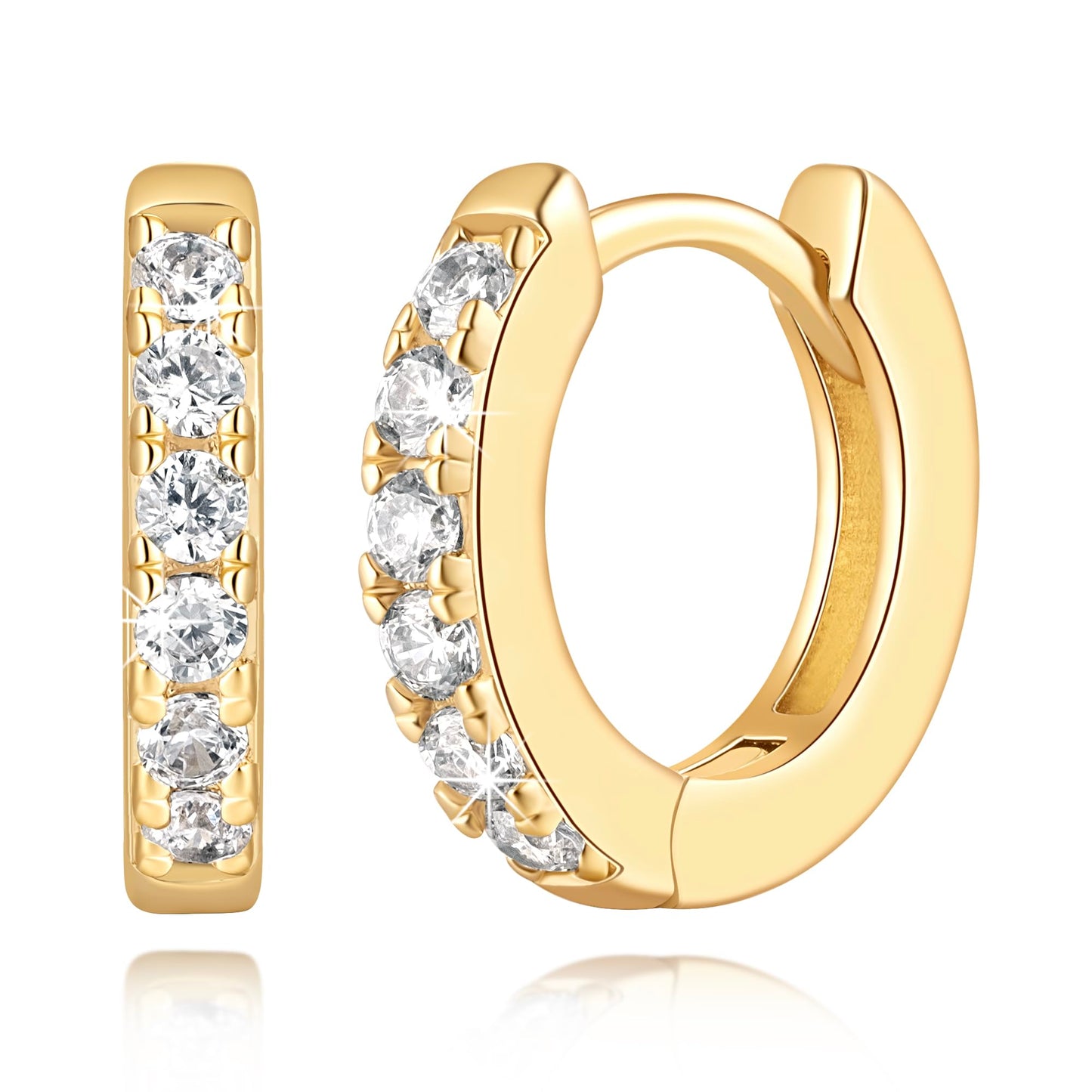 vuiikhir 14K Gold Earrings for Women 14K Gold Hoop Earrings for Women Cubic Zirconia Shining Gold Hoops Earring for Womens Hoop Lightweight Hoops Earring for Womens 12/14/16/20/25/30mm (12mm)