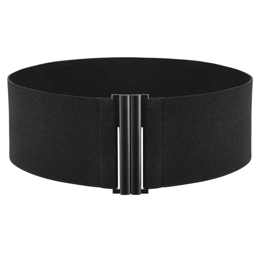 TOURZOO Elastic Belt for Women Wide Waist Corset Belt Cinch Belt Vintage Stretchy Waistband for Dresses,Black,Medium
