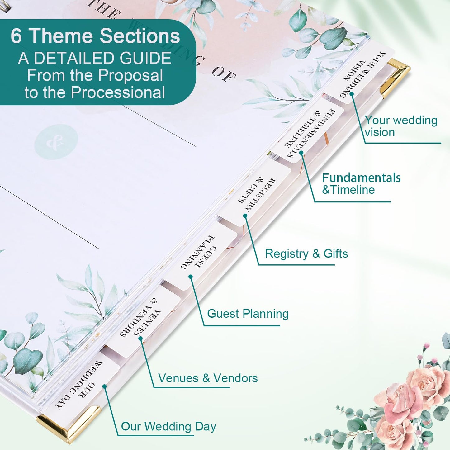 Bride's Wedding Planner & Organizer - Wedding Planner, 188 Pages, Gold Foil Hardcover with Metal Corners + 6 Inside Pockets + Countdown Calendar, Engagement Diary Gift for the Future Bride and Groom