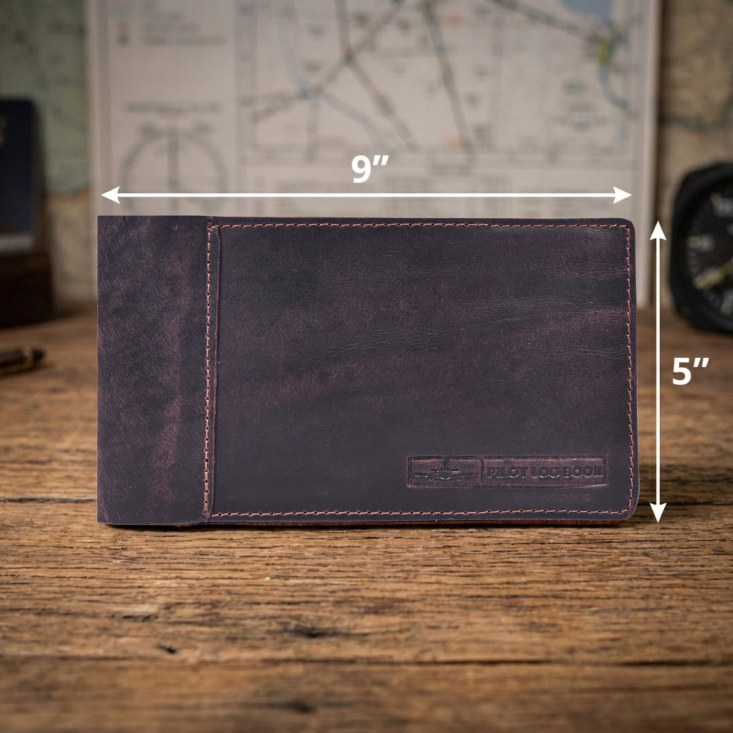 Tolredo Pilot Log Book TL-SP-30 Flight Standard Logbook Top Grain Cow Leather Refillable Bleedproof Paper 96 Pages (Stressed Walnut)