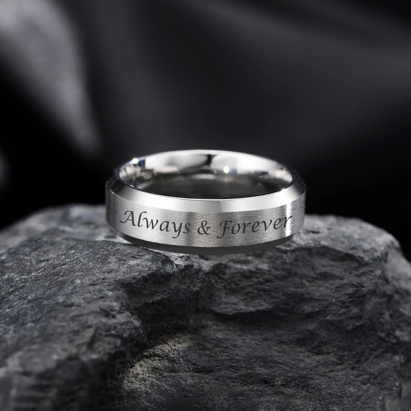 VNOX Customize Personalized 6MM Stainless Steel Simple Matte Brushed Finish Wedding Band Engagement Rings for Men Women,Size 11