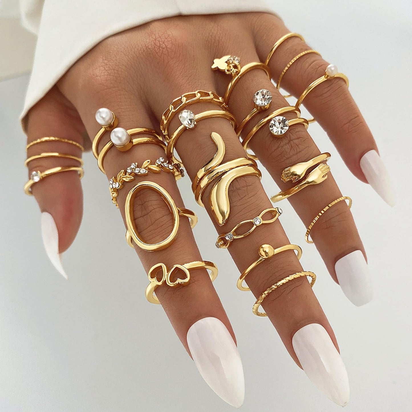 IFKM 20 Pcs Gold Knuckle Rings Set For Women Vintage Stackable Joint Finger Midi Rings Dainty Cubic Zirconia Crystal Simple Twist Hollow Cute Rings Pack Jewelry Gift
