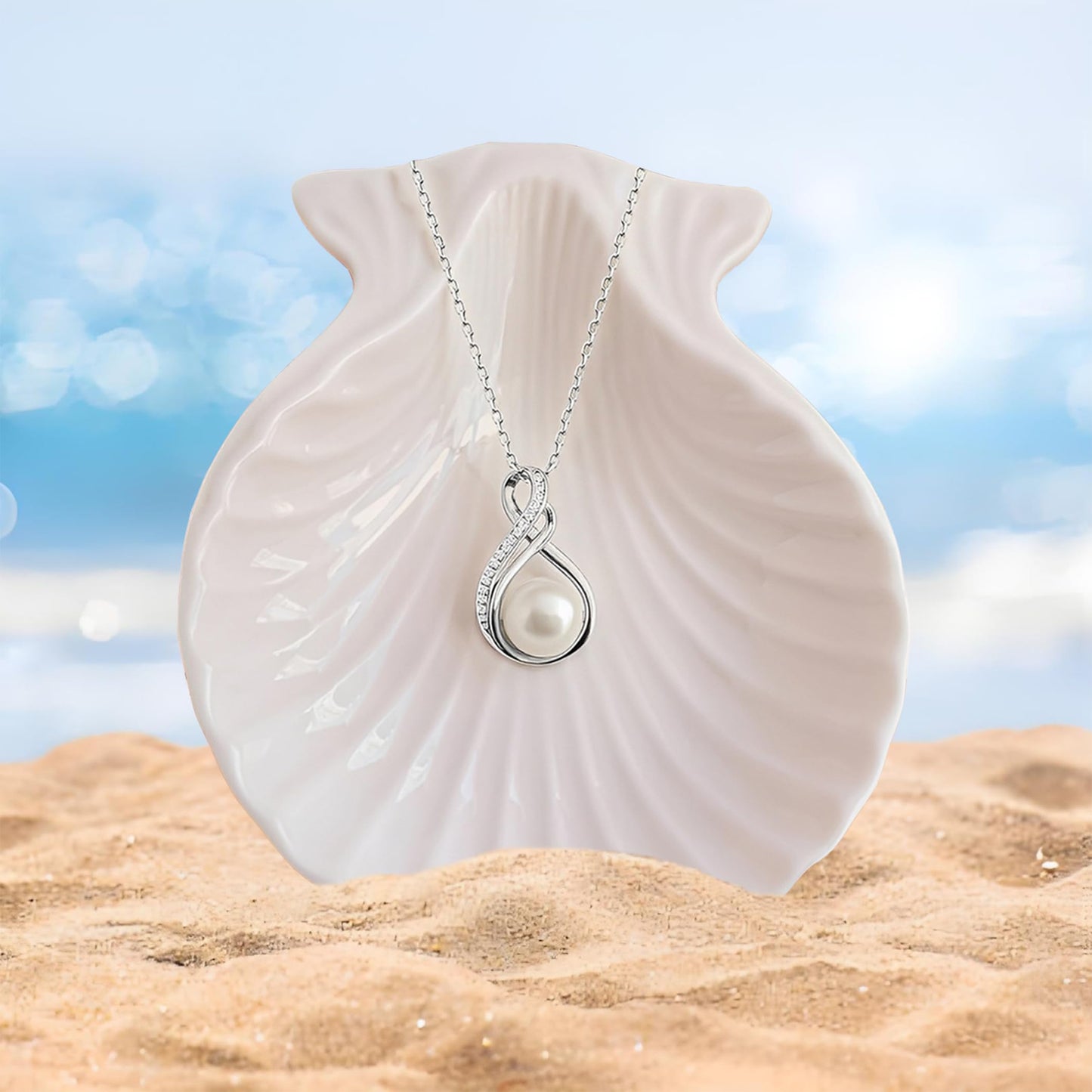 Mothers Day Gifts Mom Necklace For Women 925 Sterling Silver Mother Of Pearl Necklace Birthday Christmas Mom Gifts (MN1002Pearl2W, Sterling Sliver)