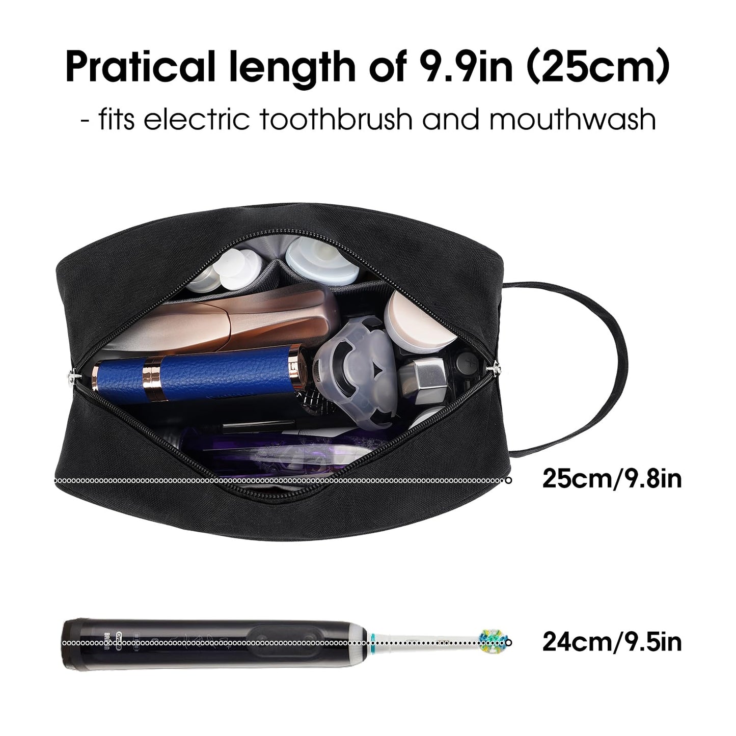 Narwey Travel Toiletry Bag for Women Traveling Dopp Kit Men Travel Bag for Toiletries Cosmetic Bag Makeup Bag Medicine Bag for Traveling (Black)