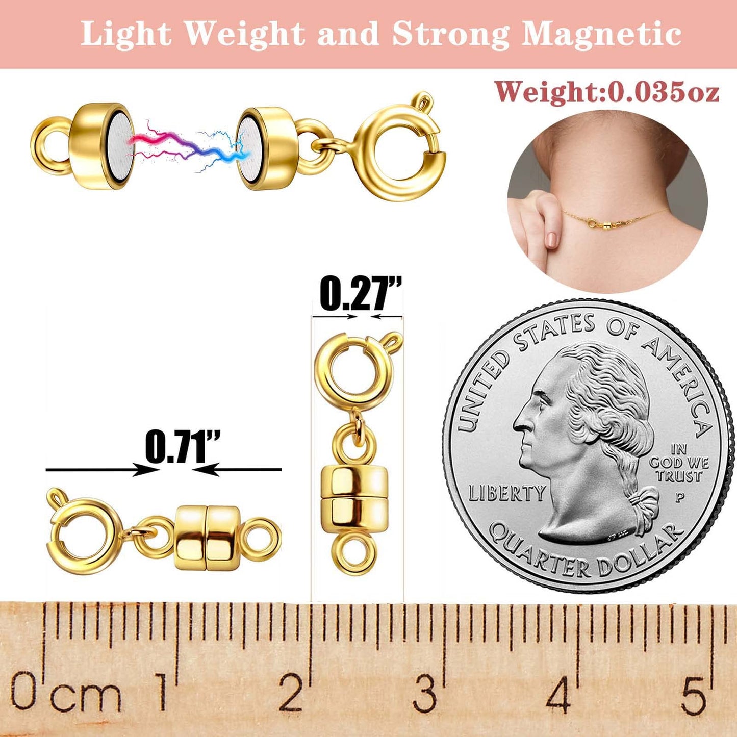 Dailyacc Magnetic Necklace Clasps and Closures - Safety 14 K Gold and Silver Jewelry Converters for Bracelets Chain Extender
