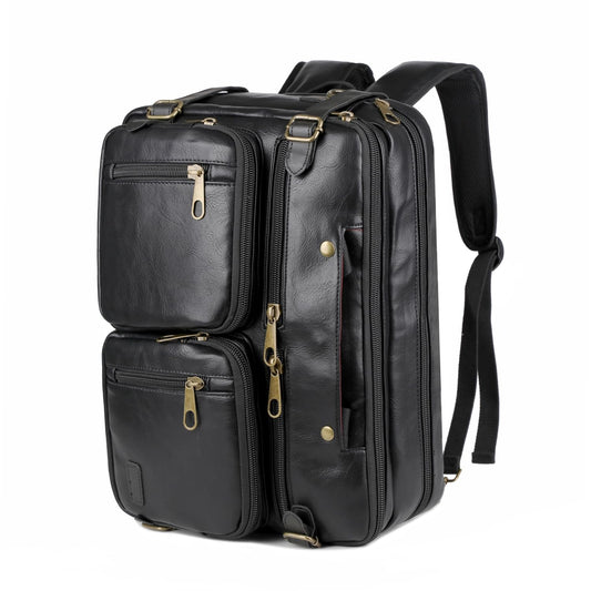Baosha Men Vegan Leather Briefcase Backpack Hybrid 17 Inch Laptop Bag Case Business Messenger bag HB-22 (Black)
