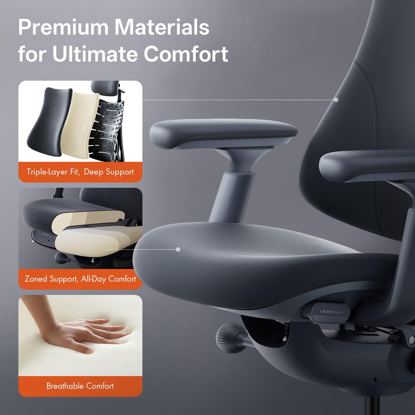 LiberNovo Dynamic Ergonomic Desk Chair + Footrest + Extra Rechargeable Power Pack Bundle - Comfy Home Office Chair with Adaptive Lumbar Support, 160° Recline & Built-in Spine Stretch, Green+48cm