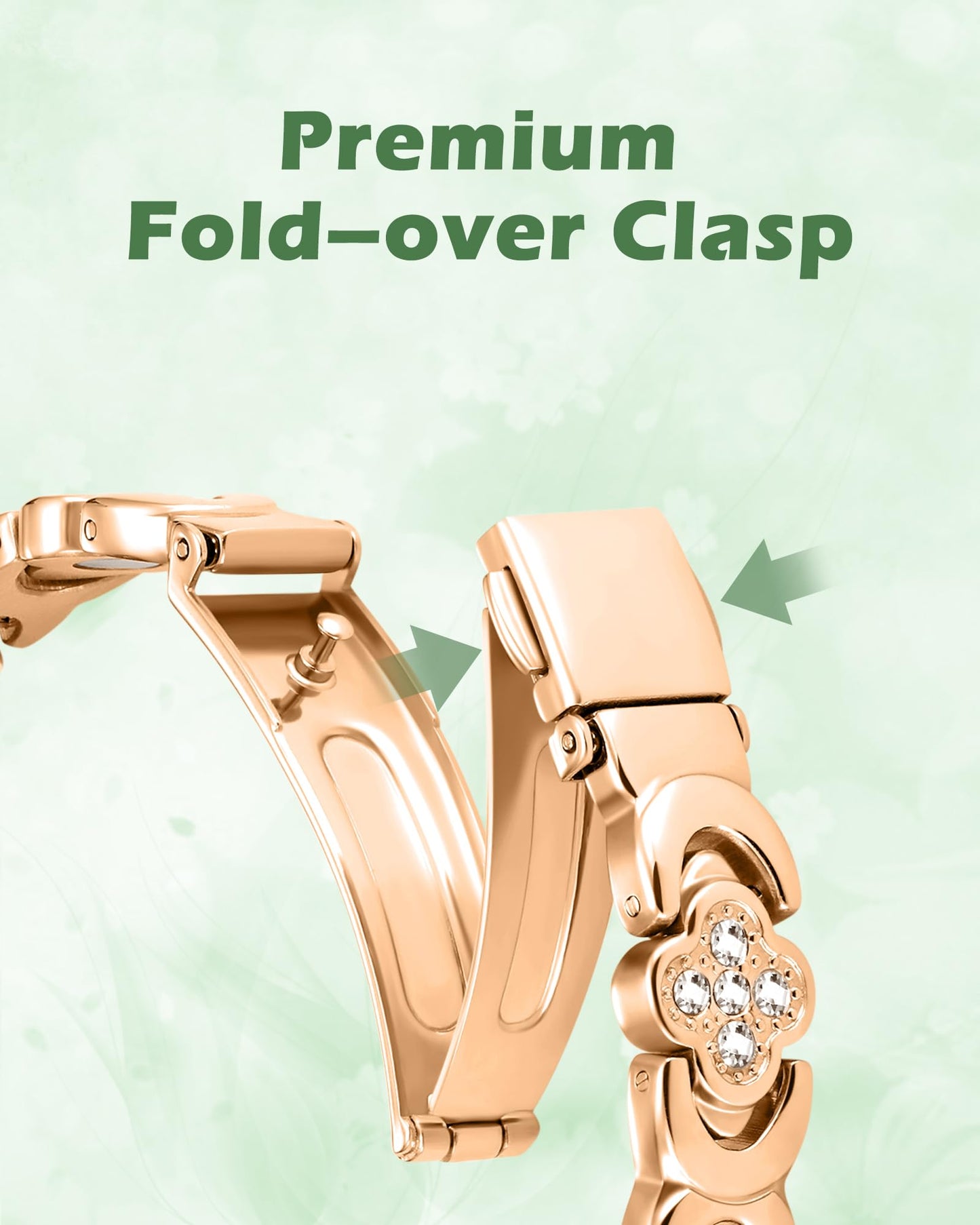 Jeracol Copper Bracelets for Women, Ultra Strength Magnetic Bracelets with 3800 Gauss Magnets & Sparkling Cubic Zirconia, Pure Copper Clover Jewelry with Ring