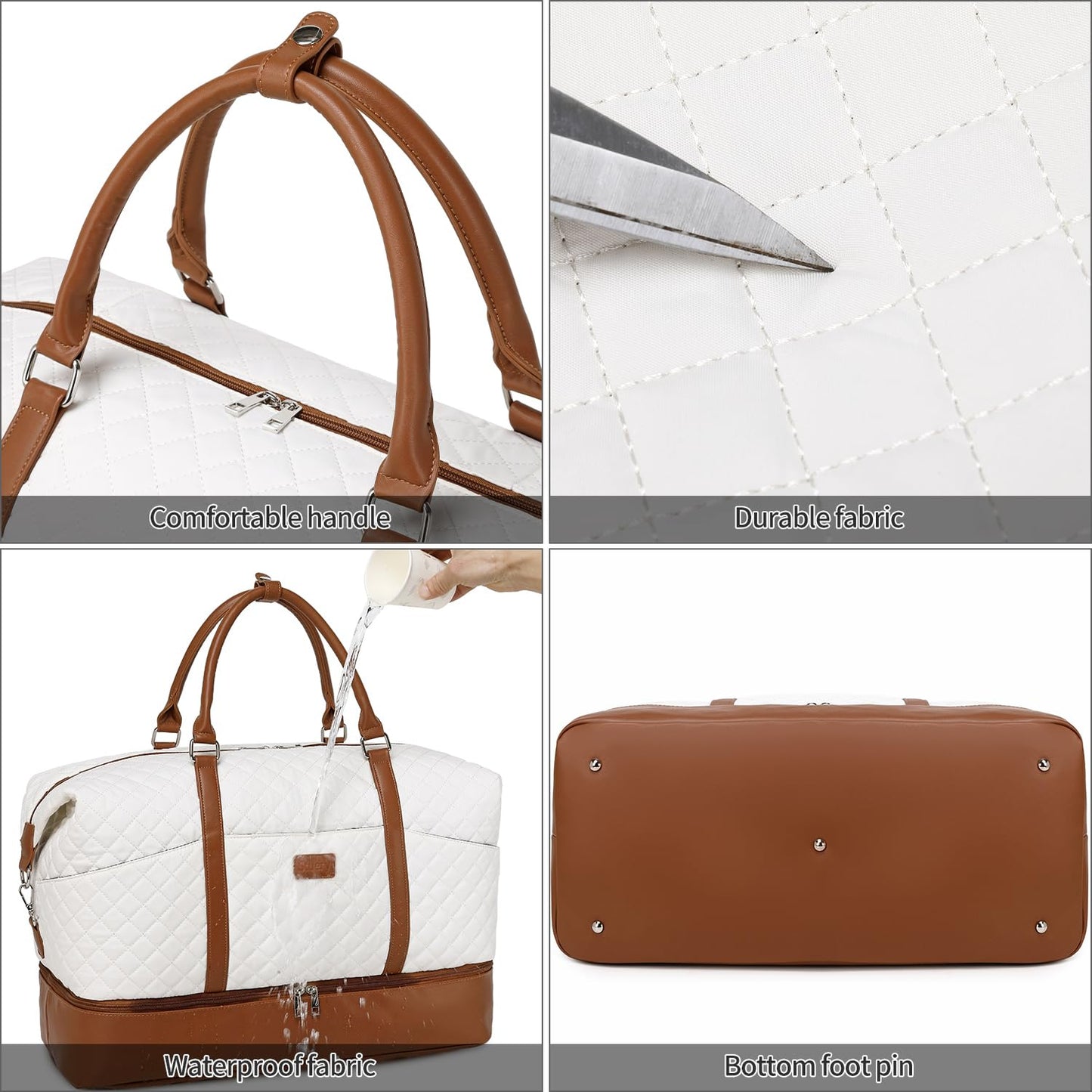 Weekender Bags for Women with Toiletry Bags Large Overnight Bags Travel Duffel Bag Carry On Shoulder Weekend Tote with Shoe Compartment and Wet Pocket for Girls Airplane Traveling, Gym
