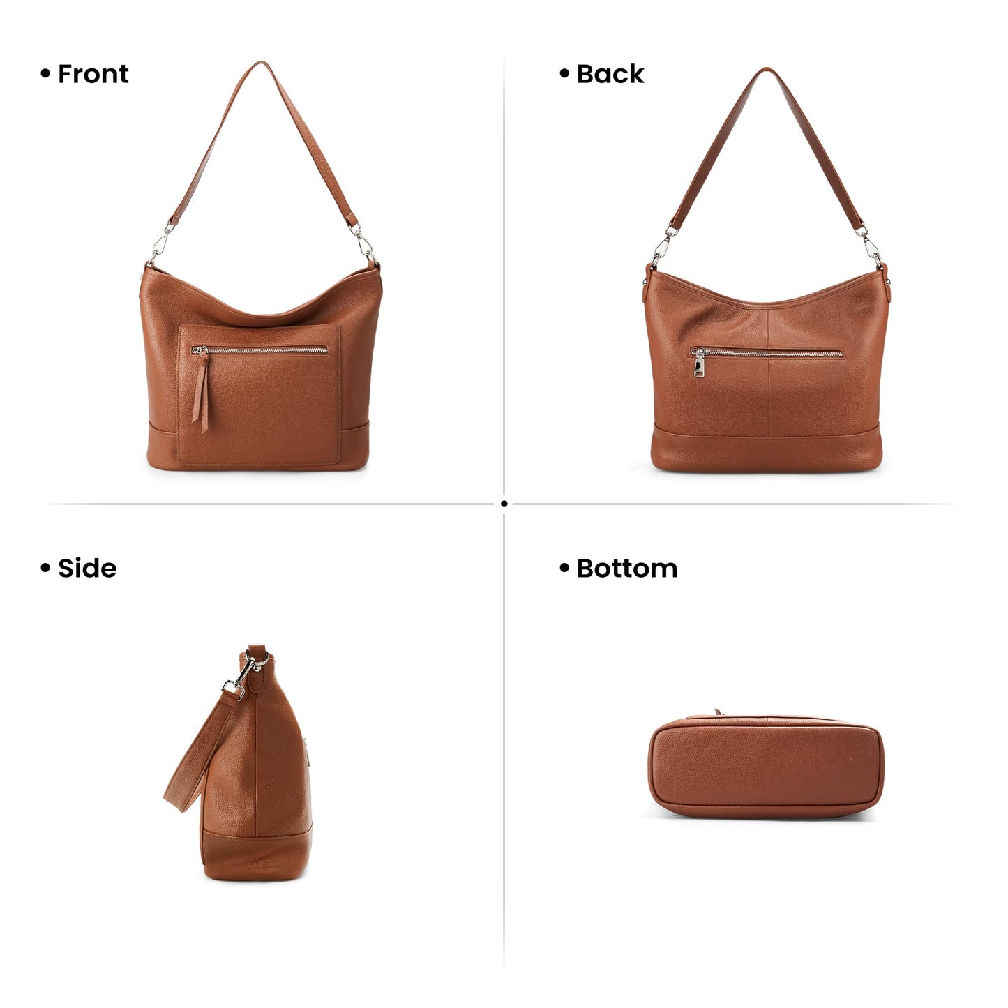 befen Real Leather Crossbody Bucket Bags for Women, Women's Lightweight Cross Over Shoulder Purses with Multiple Compartments Brown Large Leather Bag