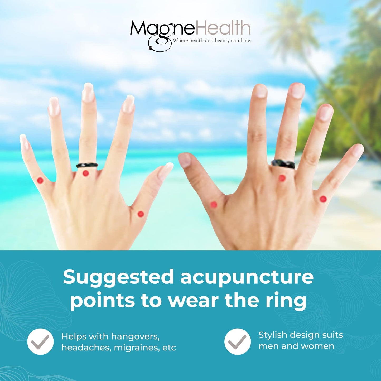 MAGNEHEALTH Holiday Hangover Hematite Ring, Elegant Magnetic Hematite Ring as Jewelry for Men and Women (Size 7)