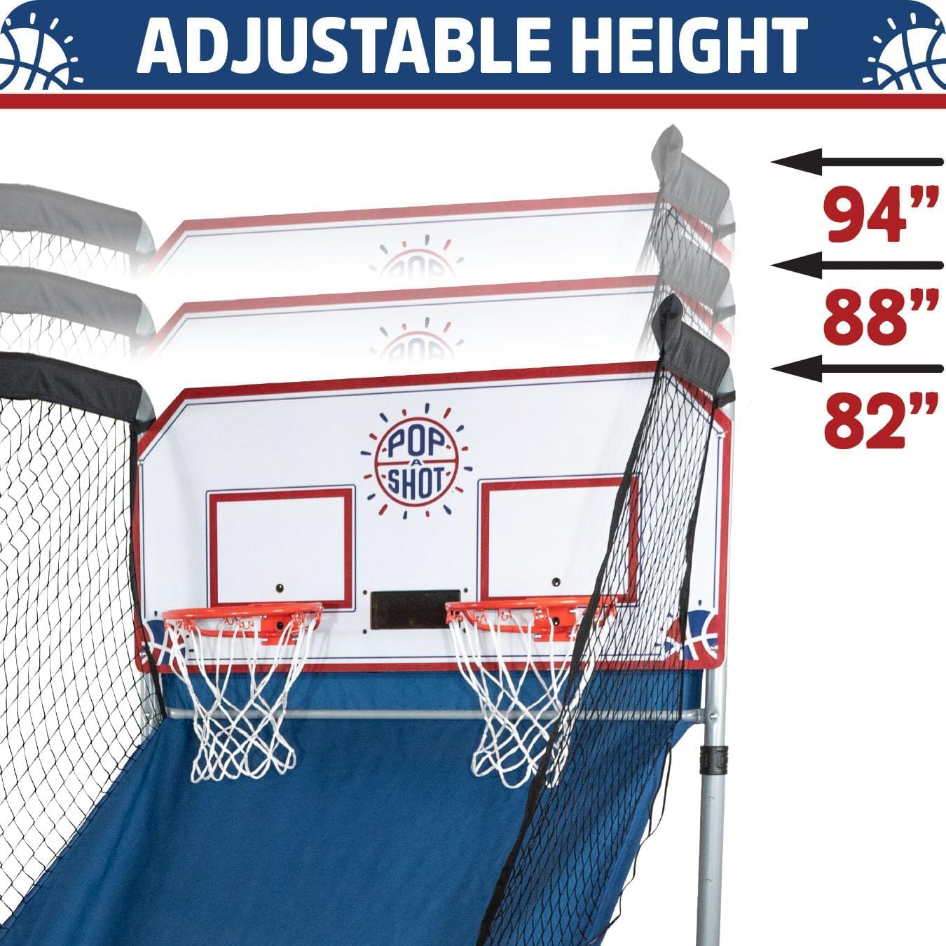 Pop-A-Shot - Home Dual Shot with New Orleans Pelicans NBA Graphics l Sensor Scoring l 16 Game Modes l 7 Balls l Foldable Storage l for All NBA Fans