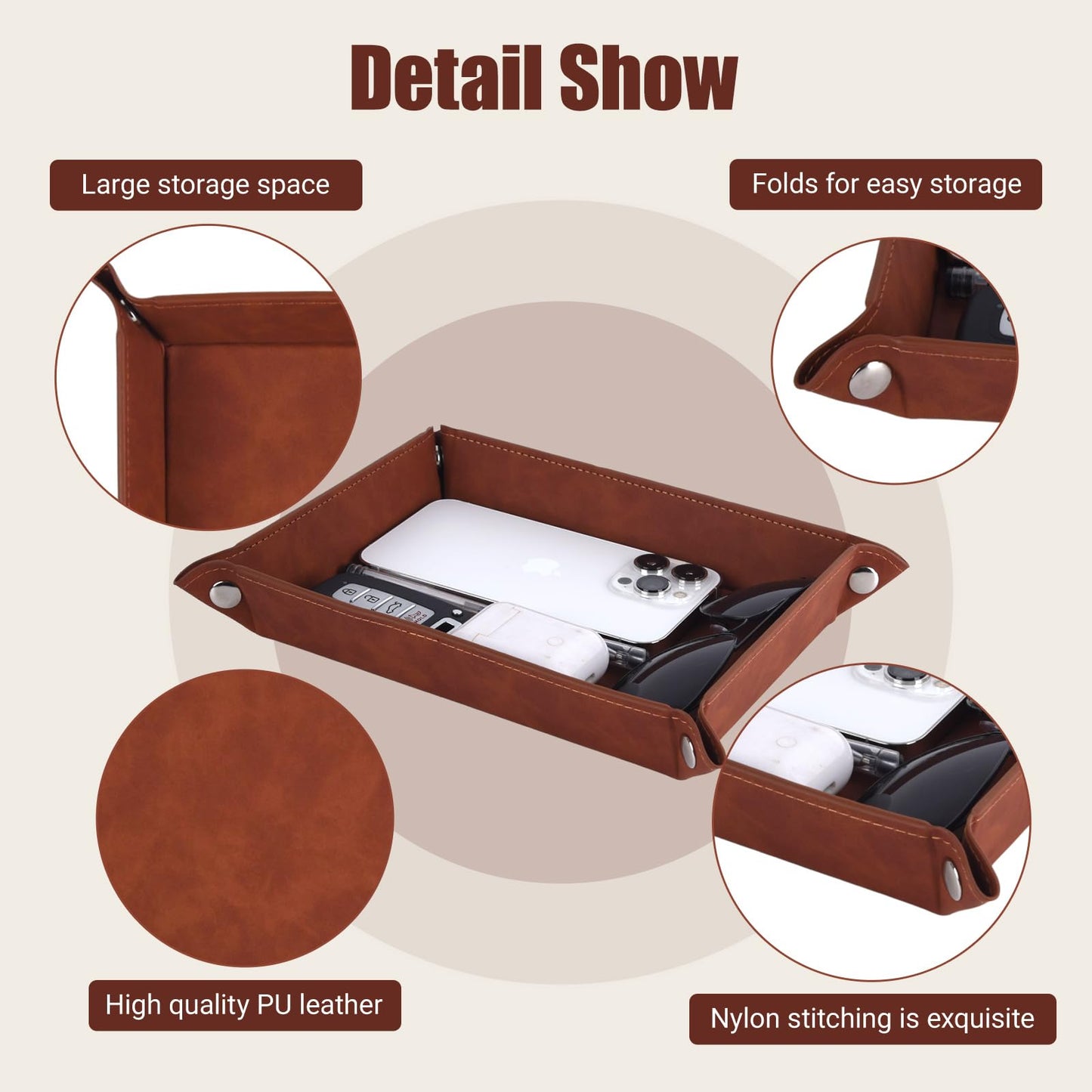 3 Years Anniversary,Leather Tray Engraved Personalized Tray, for him, Husband, Wife 3 Years Together Keepsake Gift for Couple Christmas,Valet Desktop Storage Organizer (3 Years)