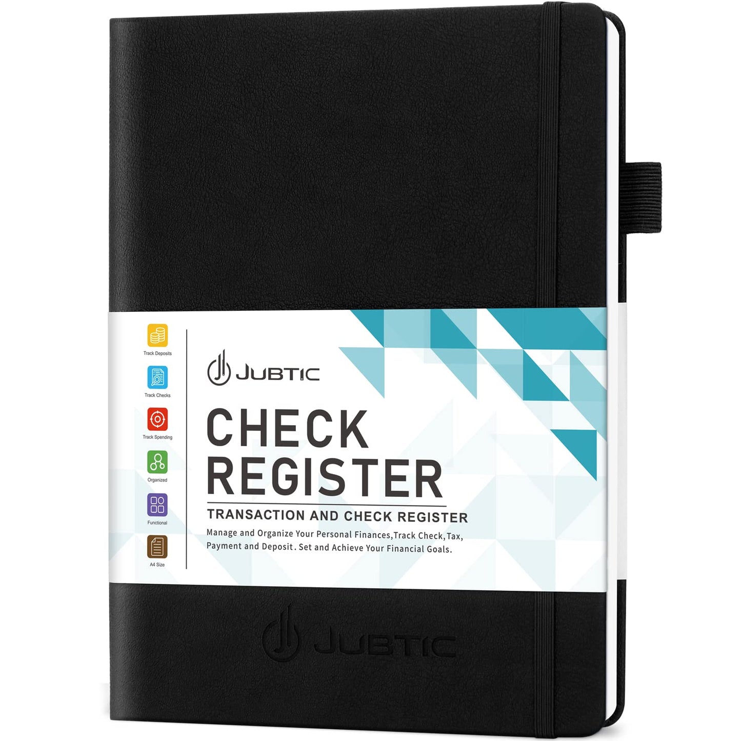JUBTIC Hardcover Check Registers for Personal Checkbook(7.5x10″), Large Accounting Ledger for Small Business,Check Register Book Transaction Registers to Track Income & Expenses, Bank Account - Black