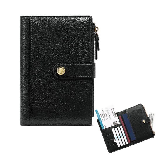 Slim RFID Blocking Passport Holder Wallet,PU Leather Travel Card Organizer,Lightweight Passport Case for Women Men (Black)