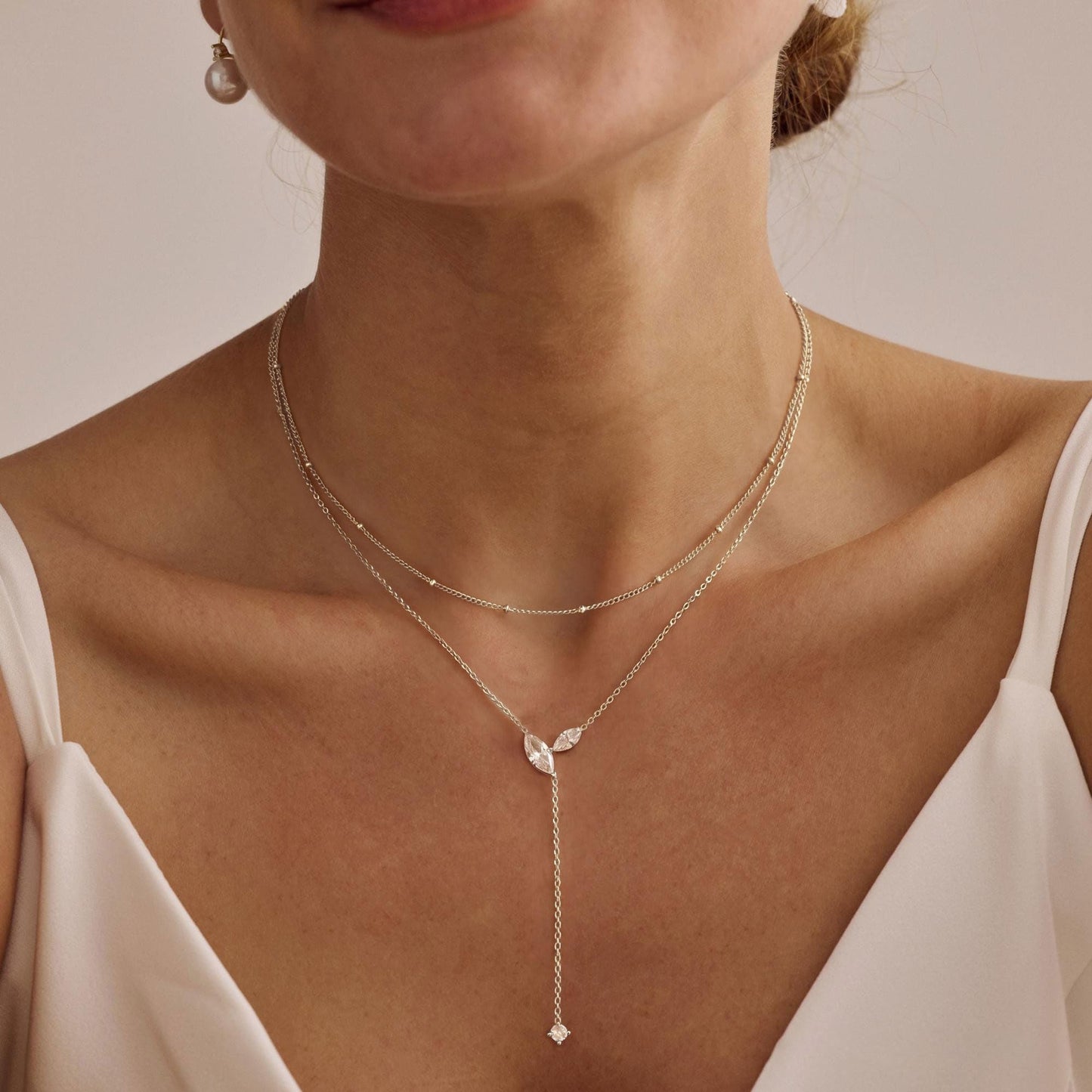 FUCJOEE Silver Layered Necklaces for Women, Dainty Long Silver Necklace Stack Boho Y Shaped Drop Necklace Set Simple Layering Necklaces for Women Trendy Silver Jewelry Set Fashion Accessories