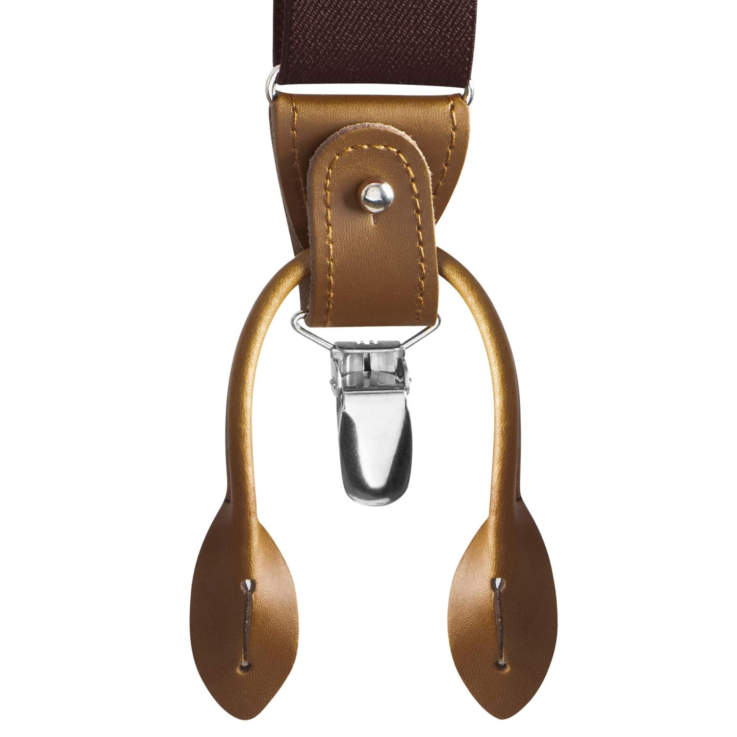 Buyless Fashion Suspenders For Men - 48" Adjustable Straps 1 1/4" - Y Back With Clips And Buttons - 5120-Brown