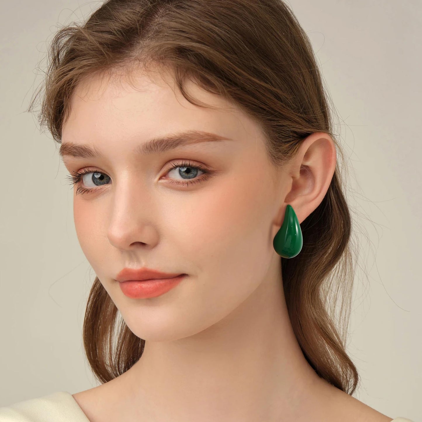 Gacimy Green Teardrop Earrings Dupes for Women, Chunky Drop Earrings for Women with 925 Sterling Silver Post, 1.7Inches Green