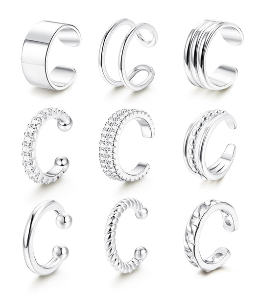 LOLIAS Ear Cuff Earrings for Women Non Piercing Silver Ear Cuffs Silver Plated Ear Cuff for Non Pierced Ears Clip on Cartilage Earring Fake Earrings
