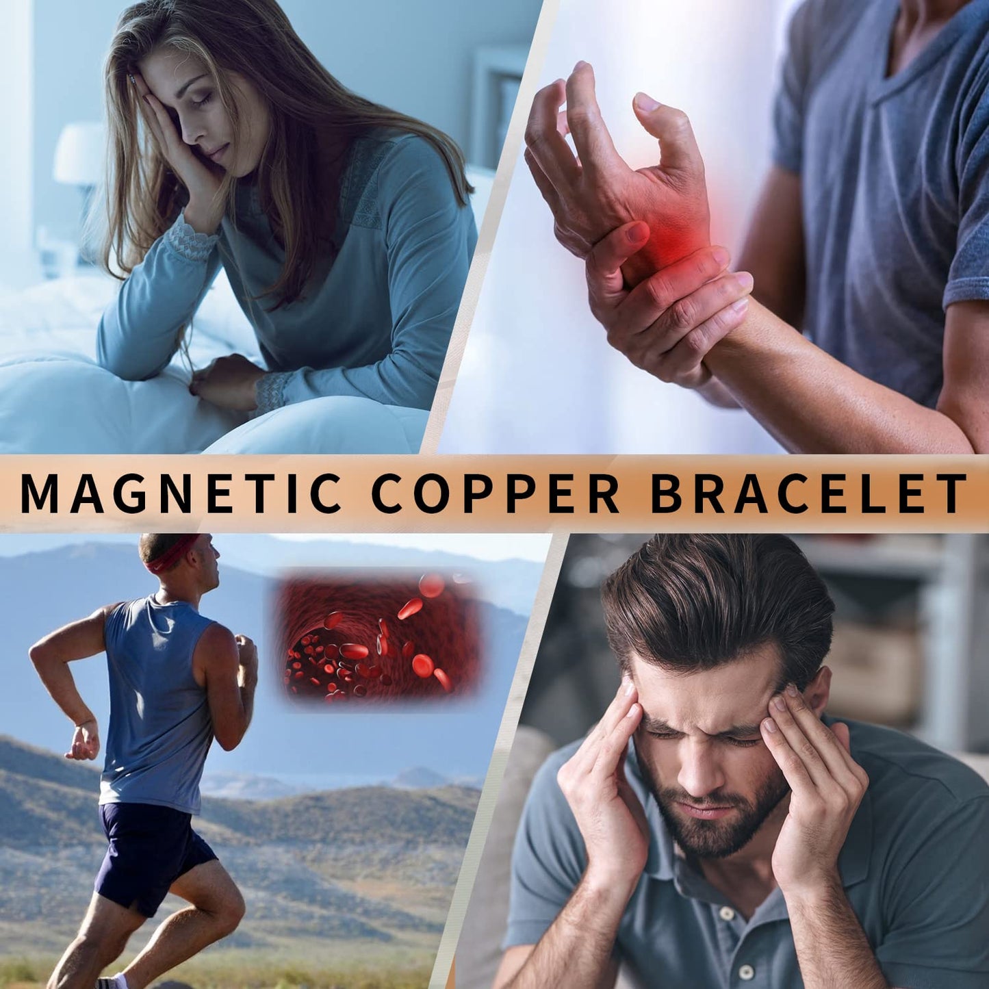 MagEnergy Copper Bracelets for Women, 99.9% Pure Copper Vintage Flower Magnetic Bangle with 3500 Gauss Magnets,6.8" Adjustable Cuff Jewelry Gift (2pcs)