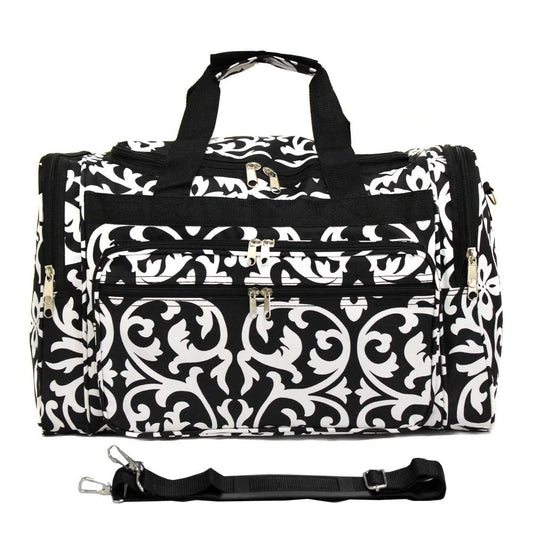 World Traveler Fashion Prints 19-inch Duffel Bag, Damask Black White