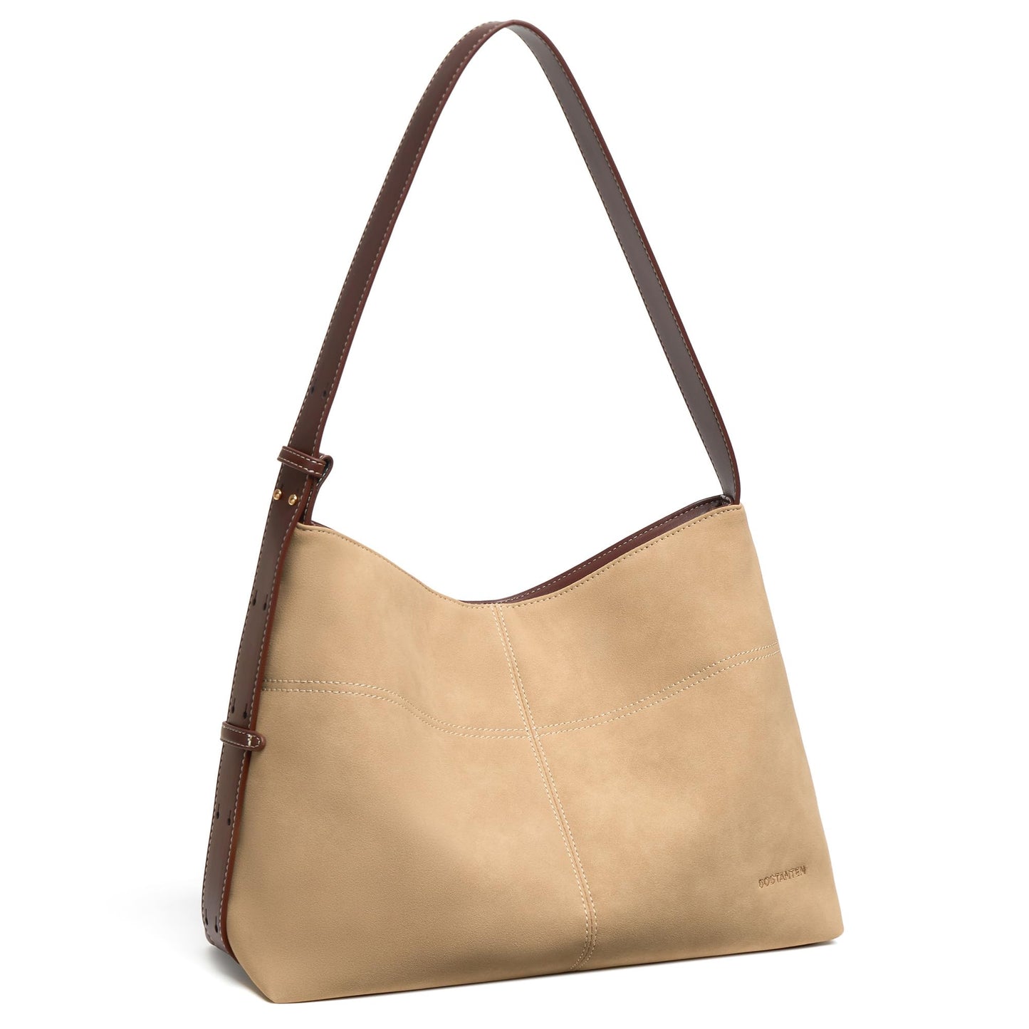 BOSTANTEN Hobo Bags for Women Suede and Vegan Leather Shoulder Handbag Purse for Everyday Work Travel Tan