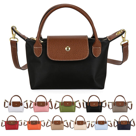 Womens Mini Crossbody Bag Dual Handle Adjustable Strap Nylon PU Leather Small Purse For Phone Wallet 9in Black