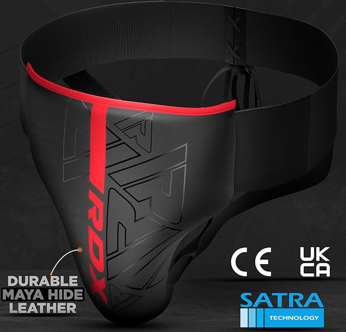 RDX Groin Protector for Boxing, Muay Thai, Kickboxing and MMA Fighting, Maya Hide Leather Abdo Gear for Martial Arts Training, Men Jockstrap Abdominal Protector for Sparring, Taekwondo and Grappling