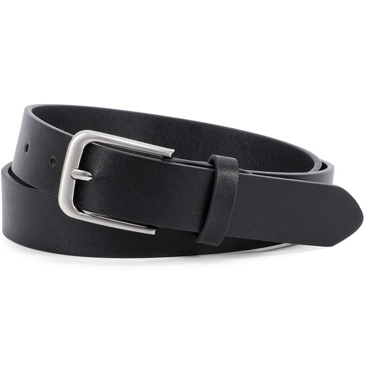 WHIPPY Women Casual Leather Belt for Jeans Pants, Fashion Ladies Waist Dress Belt (Fit Waist Size 37-42 Inches,Black)
