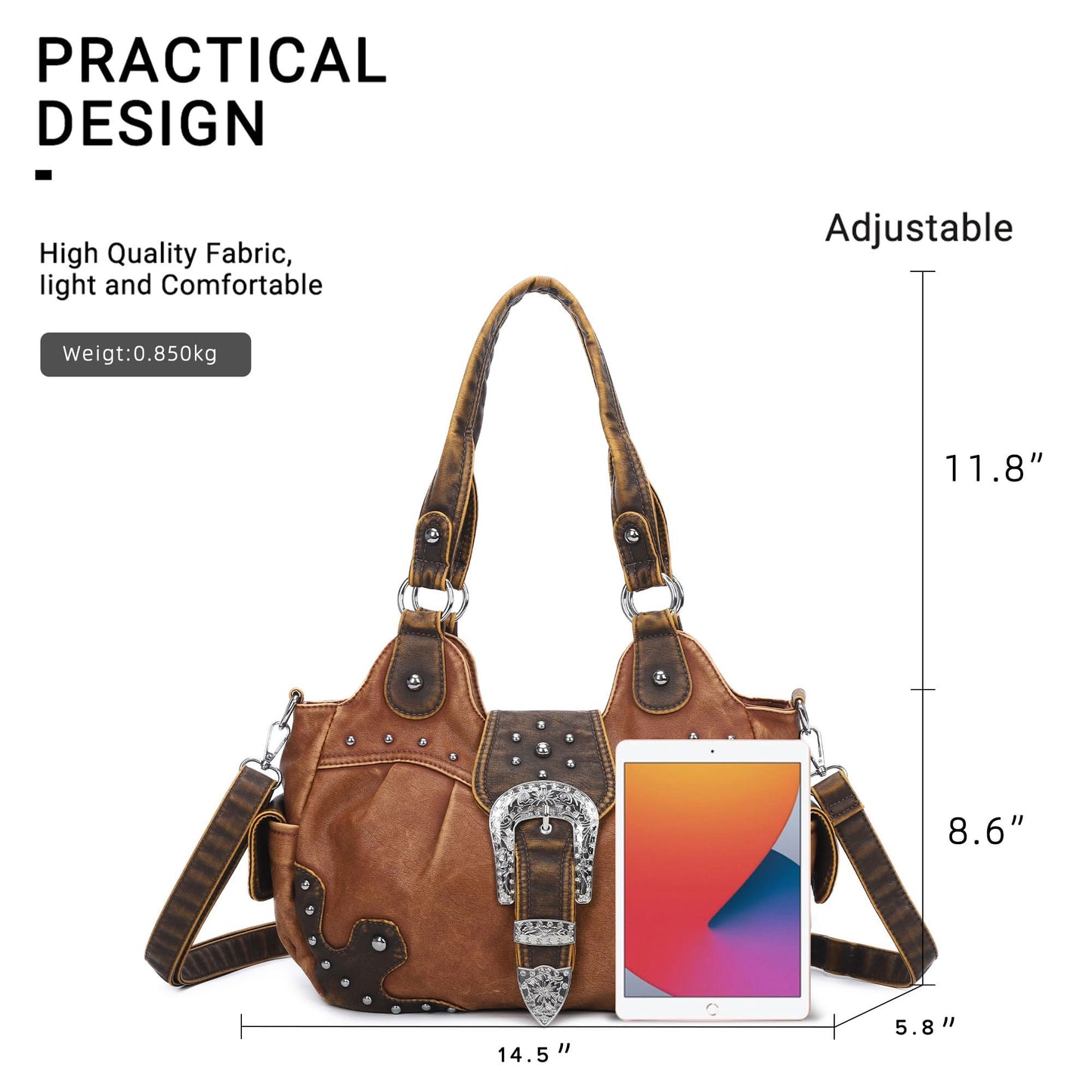 Angel Kiss Hobo Bags for Women Vegan Leather Purses and Handbags Ladies Chic Shoulder Bags Crossbody Purses with Metal Studs