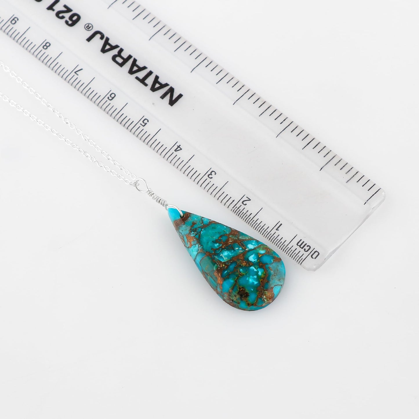 Yashee Natural Turquoise Pear Shape Crystals Pendant Necklace, Chakra Energy Healing Gemstone, Real Crystal, Top Grade, Beautiful Women Simple Jewelry, Dainty Silver Plated Jewelry 18 inch