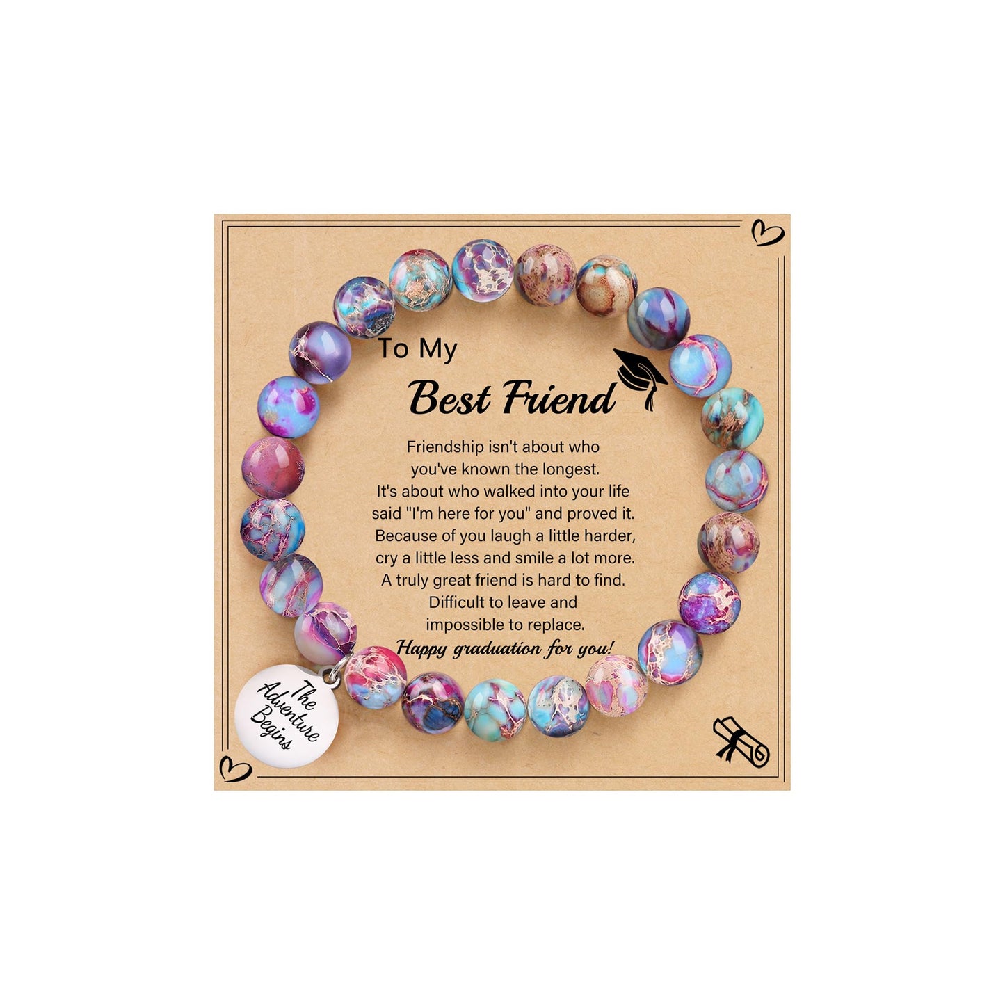 Sistble 2025 Graduation Gifts College Graduation Bracelet Best Friend Women Gifts The Adventure Begins Engraved High School 8th Inspirational Gifts Sister Bestie Teens Jewelry