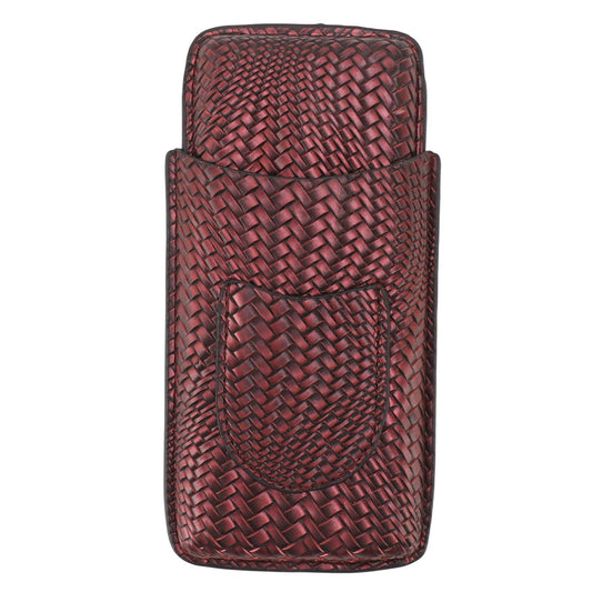 Travel Leather Cigar Case, 3 Finger Cigar Case Elegant Woven Pattern Gift Giving with Front Pocket for Office for Party()