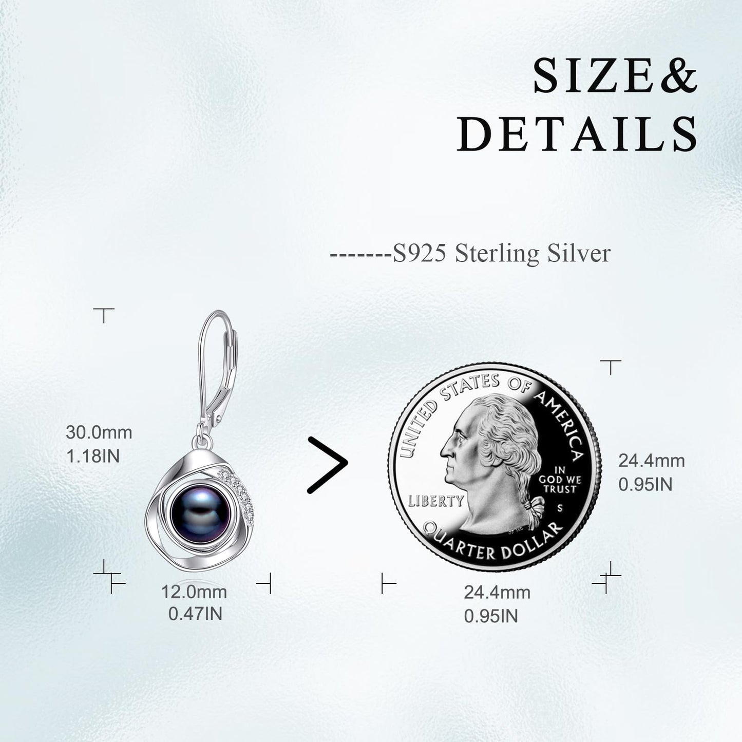925 Sterling Silver Pearl Leverback Earrings Dangle Drop Jewelry Gifts for Women (White Pearl-Rose Gold)