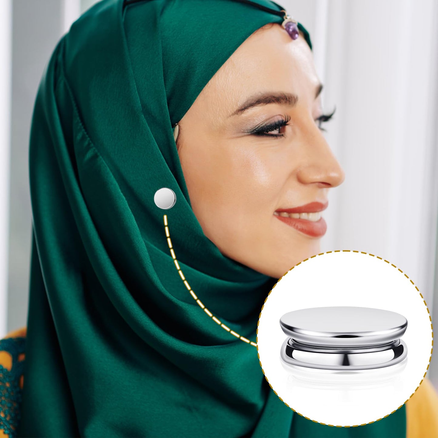 8pcs Hijab Magnetic Pins, Multi-Purpose Magnetic Scarf Clip no Snag Hijab Magnets Scarf Magnetic Clasp Strong Magnetic Hijab Pins Pinless Brooch for Women Clothes (Pink, Silver)