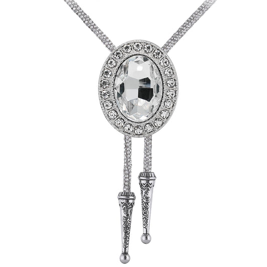 GelConnie Crystal Bolo Tie for Men Women Western Wedding Cowboy Tie Rhinestone Country Formal Necklace Adjustable Faux Leather Accessories
