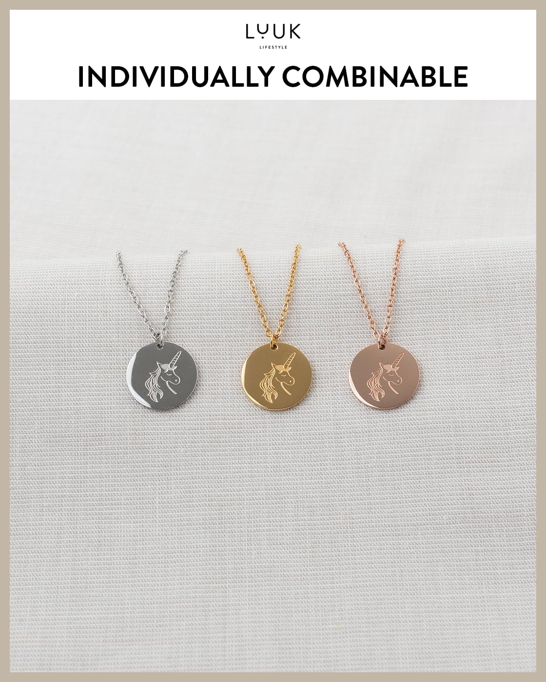 LUUK LIFESTYLE Unicorn pendant necklace, 19 inches sturdy thin chain, waterproof, tarnish-free, stainless steel, Gifts for women, friend, daughter, dainty, trendy, casual, aesthetic (Gift Card)