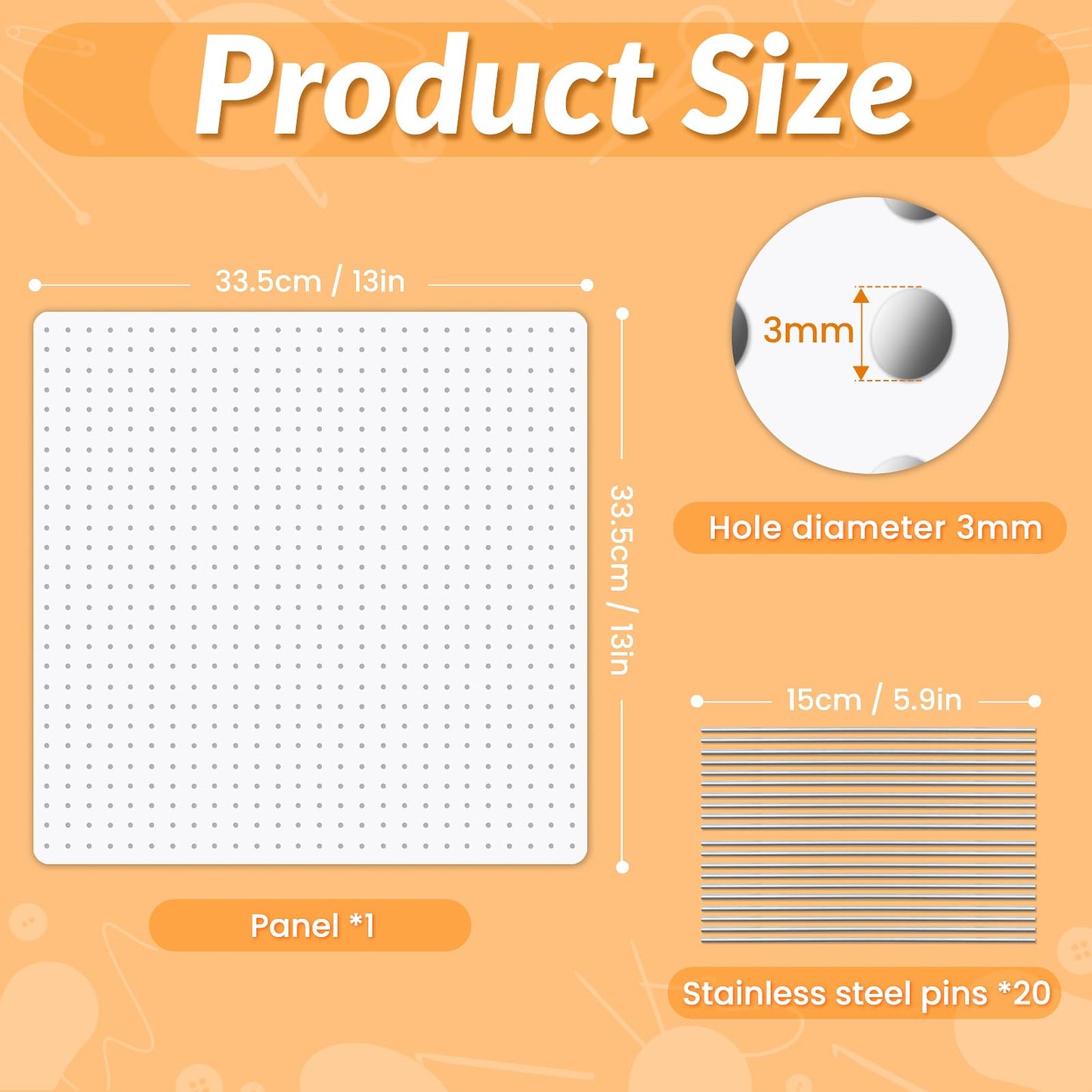 13” Washable Crochet Blocking Board with 20 Pegs/Pins, Upgraded Plastic Blocking Boards for Crochet Projects with Adjustable Tilt Angle, Granny Square Blocking Board for Crocheters, Beginners, Mothers