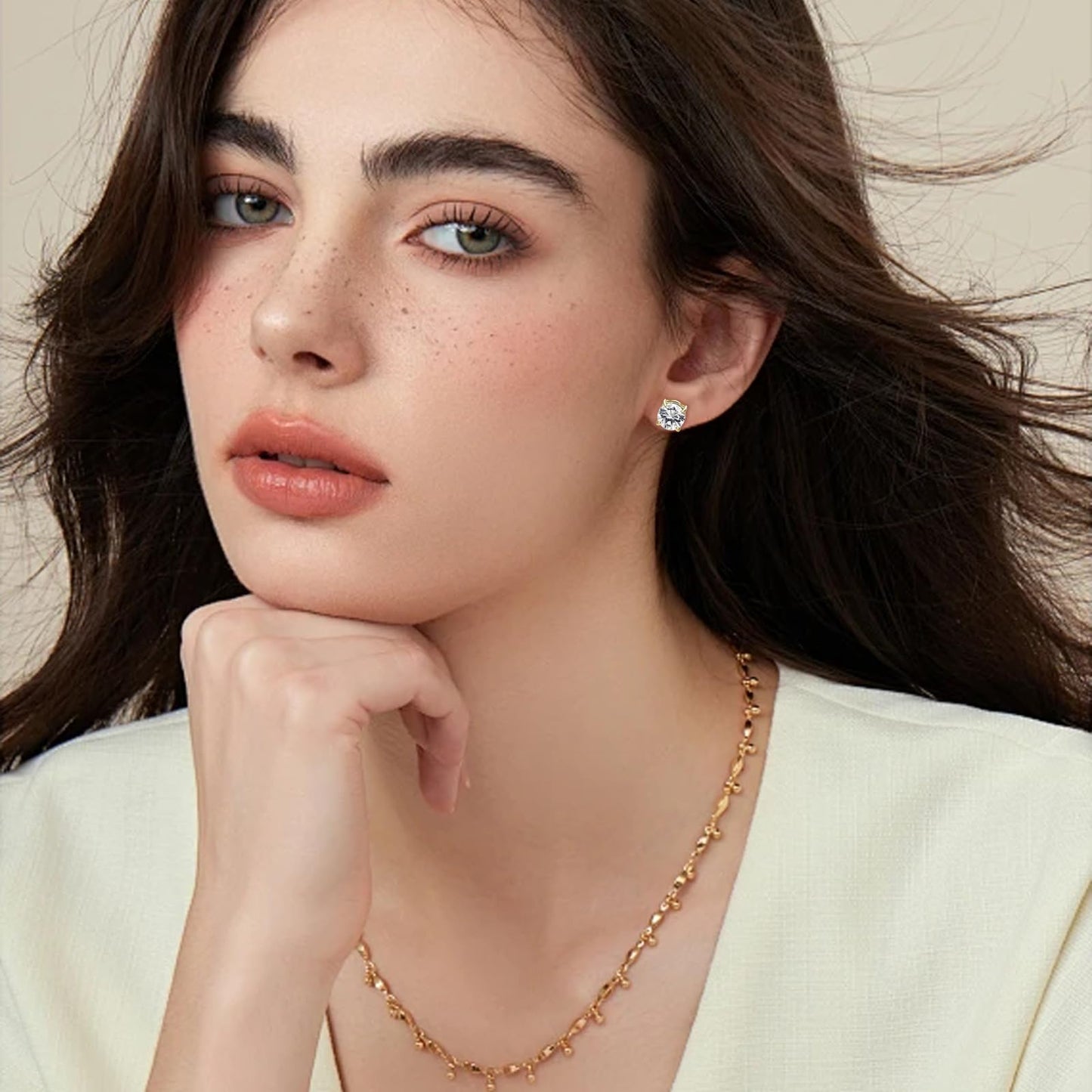 NEWITIN 6 Pairs Stainless Steel Magnetic Stud Earrings for Men Clip on Earring Magnetic Earring Unisex Non Piercing CZ Magnet Studs Diamond Earrings for Women Men