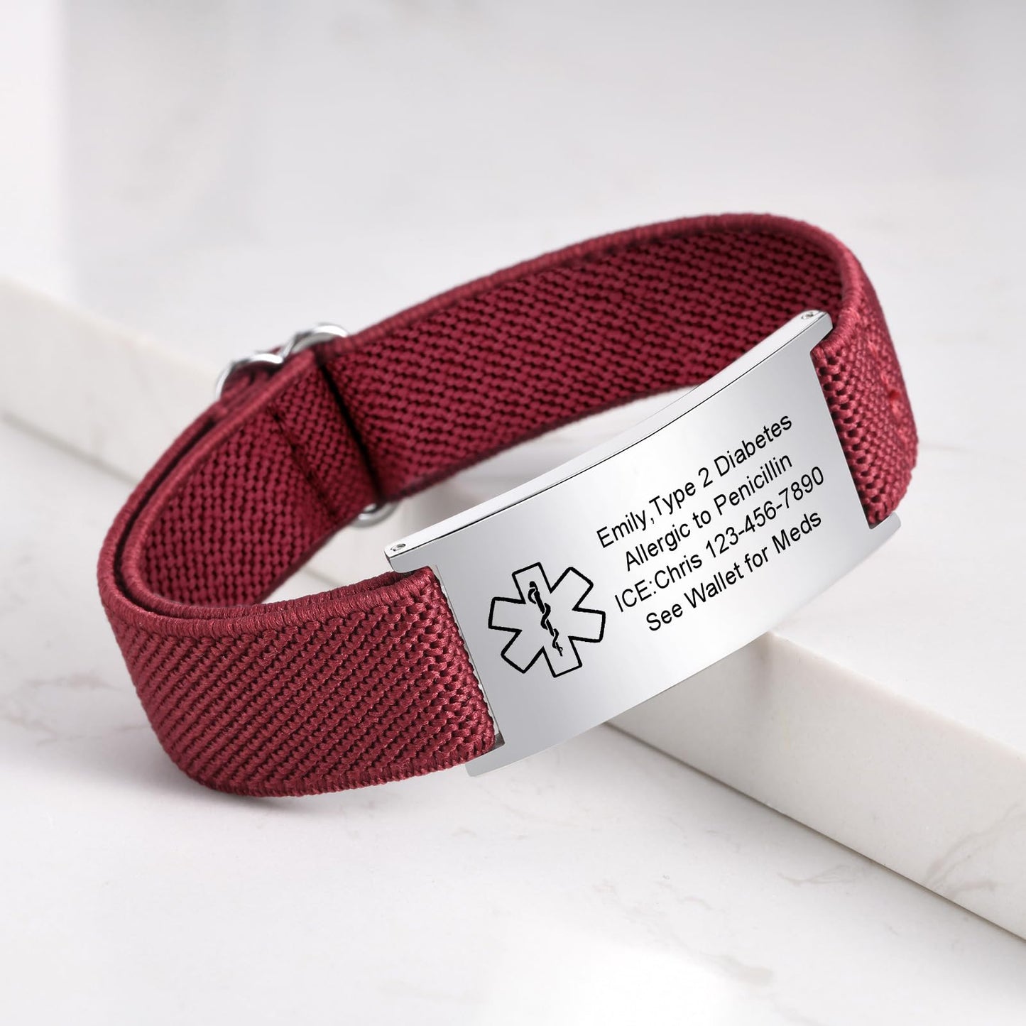 VNOX Medical Alert Bracelets for Men & Women with Free Engraving Adjustable Stainless Steel Mesh Emergency Medical ID Bracelets Wristband