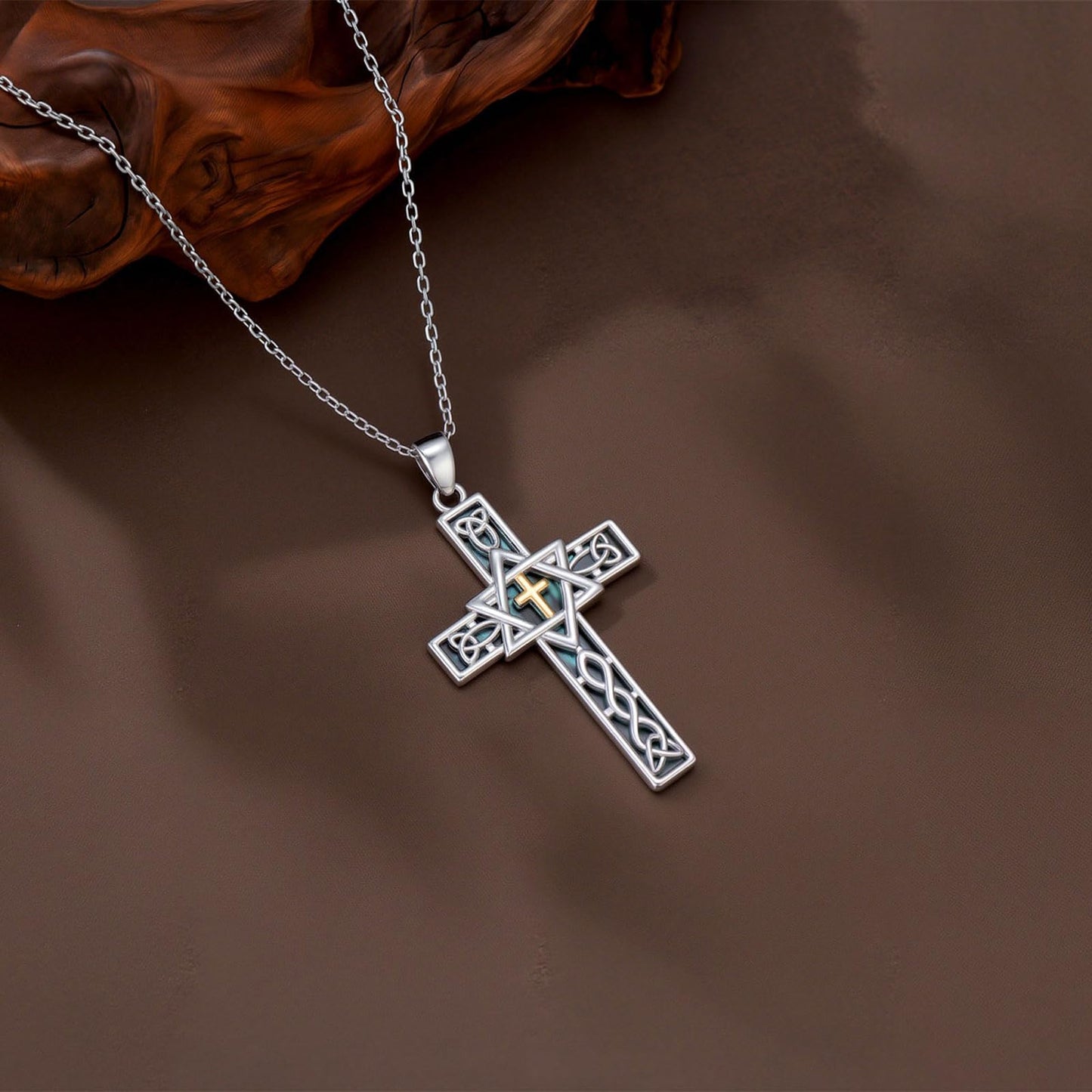 KoyeKei Star of David Necklace for Women 925 Sterling Silver Star of David Cross Pendant Jewish Judeo Necklaces Christian Celtic Knot Jewelry Hanukkah Mothers Day Gifts for Mom Wife Grandma