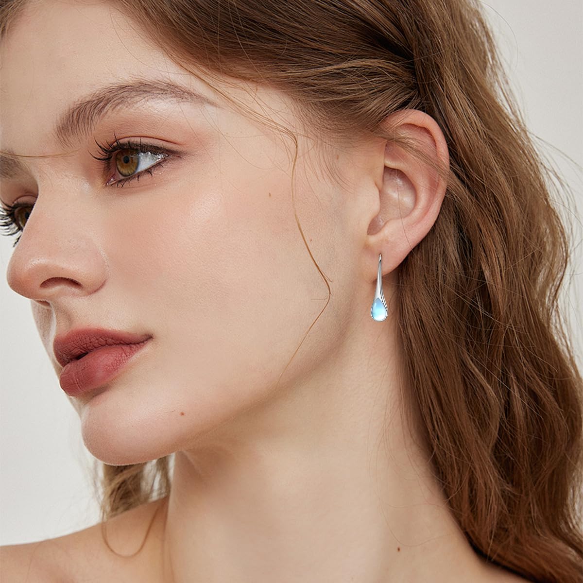 925 Sterling Silver Teardrop Earrings with Moonstone, Teardrop June Birthstone Jewelry Gifts for Women Wife Mom