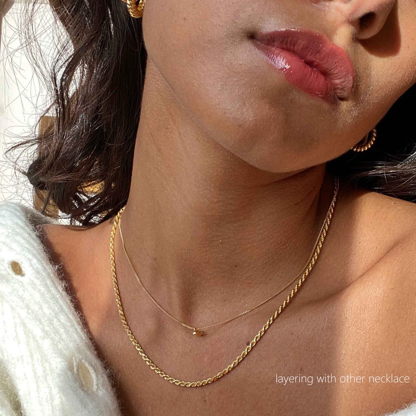 Freekiss Gold Herringbone Necklace for Women: Layered Chain Necklaces Dainty 14k Gold Plated Snake Cuban Rope Choker Necklace Stack Simple Chunky Womens Jewelry Gift